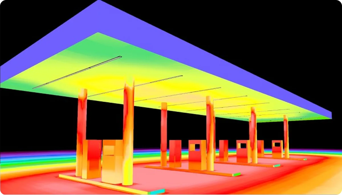 Simulación de estudio lumínico de una estación de servicio